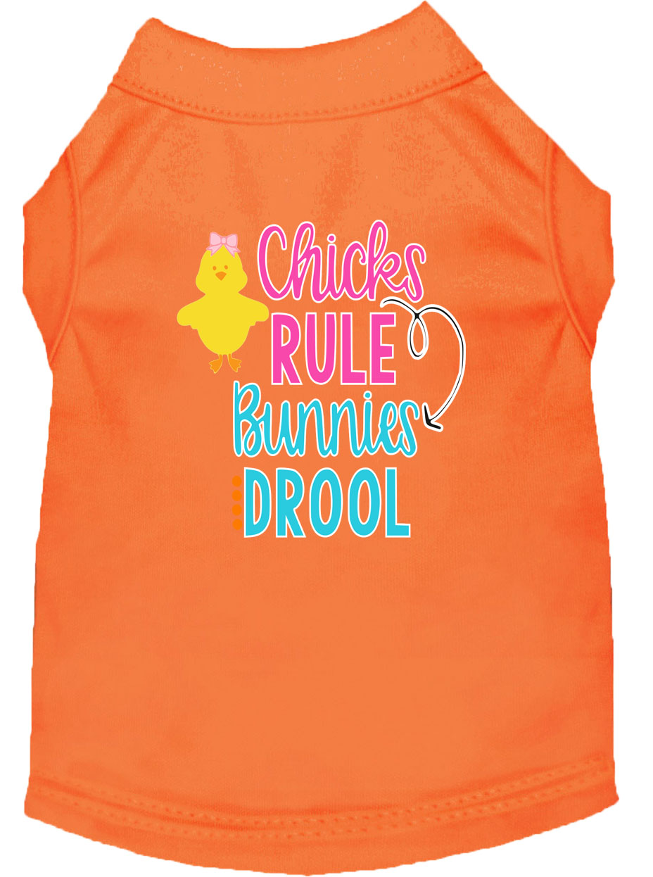 Chicks Rule Screen Print Dog Shirt Orange Lg